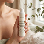 Daily Calm Moisturizer in hand on vanity