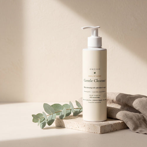 Gentle Cleanser styled with eucalyptus