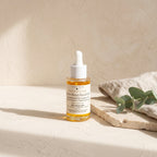 Quiet Hours Facial Oil on travertine with eucalyptus